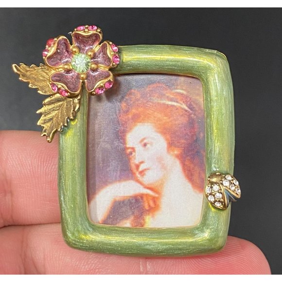 Jay Strongwater Square Floral Picture Frame Lady Bug Insect Flower Signed - Picture 5 of 7